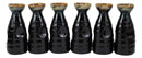 Glazed Ceramic Brown Waterfall Japanese Wine Sake Tokkuri Flask Pack of 6 Flasks