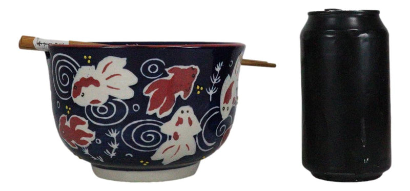 Feng Shui Zen Garden Pond Water Ripples Goldfish Ramen Soup Bowl With Chopsticks