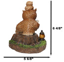 Bedtime Story Owl Mother & Owlets Figurine Owl Family Reading Book by Tree Stump