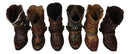 Pack Of 6 Rustic Western Cowboy Cowgirl Faux Leather Boots Pen Holder Figurines
