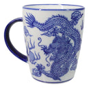 Pack Of 4 Japanese Blue And White Ryu Dragon King Porcelain Mug Cups 12oz