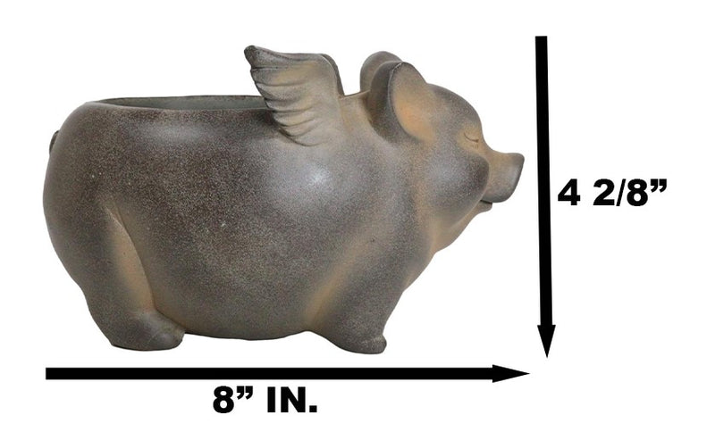 Rustic Country Farm Hog Heavens Angel Wings Pig Decorative Vase Planter Pot