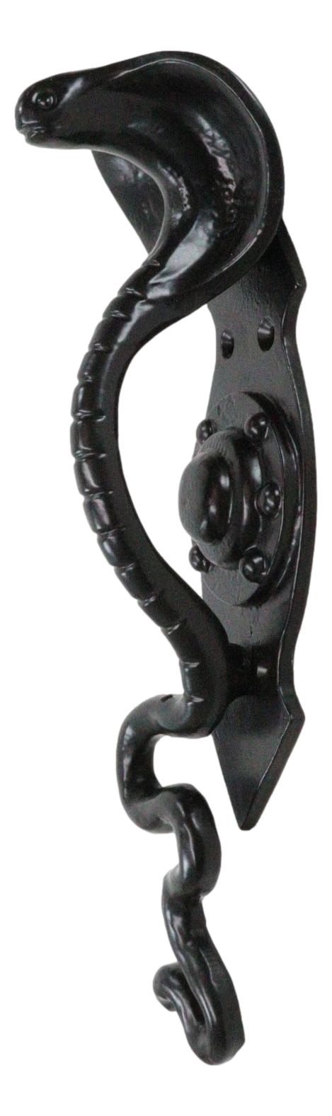 Set of 2 Black Cast Iron Ferocious Desert Cobra Snake Door Handle Bar Pulls