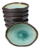 Pack Of 6 Green Midori Kannyu Porcelain Irregular Shaped Small Rice Bowls 10oz