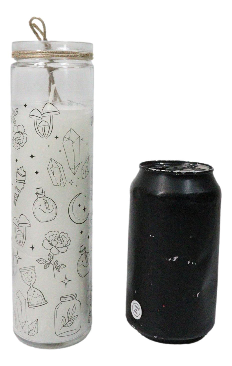 Mystical Magic Symbols White Sage Wicca Tall Tube Scented Candle Home Fragrance