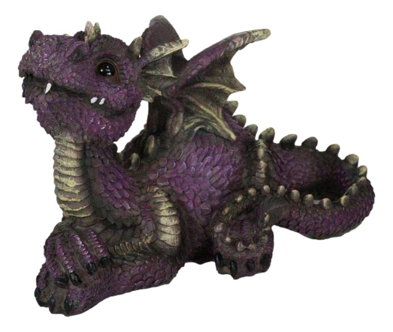 Whimsical Purple Comical Garden Dragon In Repose With Crossed Arms Figurine
