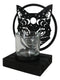 Wicca Phases of The Moon Celestial Black Cat Metal Votive T-Lite Candle Holder