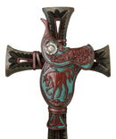Rustic Western Cowboy Fancy Horse Saddle With Concho And Floral Motif Wall Cross