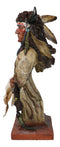 Native Indian Chief Warrior Hunter With Buffalo Horns And Feathers Bust Figurine