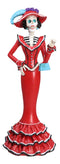 Red Dressed Fashionista Senorita Skeleton Lady Rosa With Blue Handbag Figurine