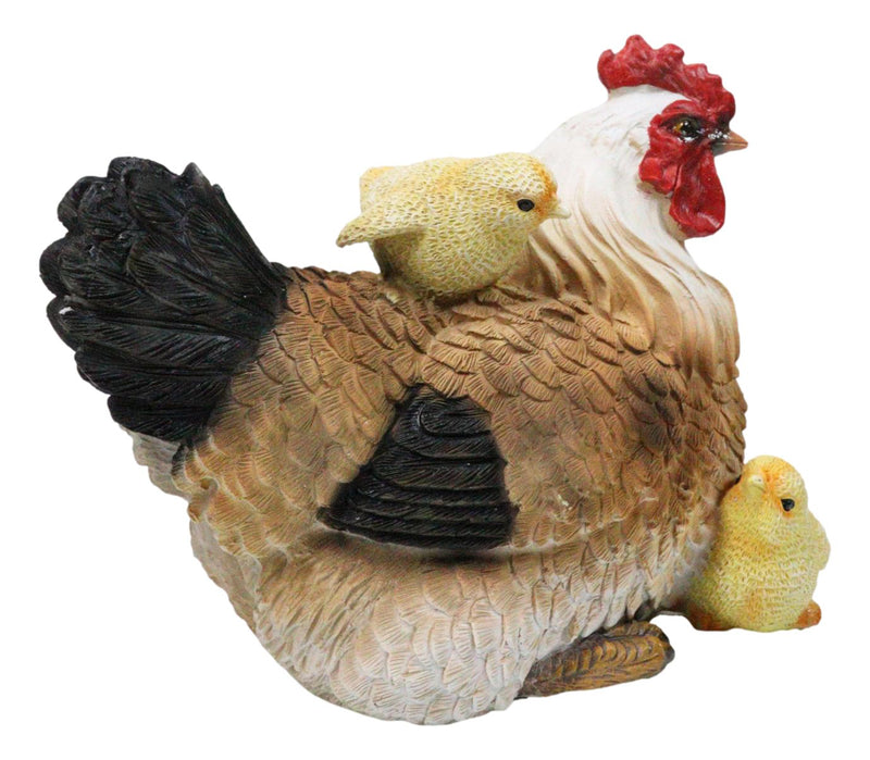 Rustic Farmhouse Chicken Mother Hen with Adorable Chicks Animal Family Figurine