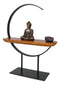 Zen Metal Crescent Amitabha Buddha With Lotus Incense Burner Meditation Tool