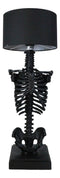 Gothic Ossuary Black Skeleton Rib Cage Torso Human Anatomy Table Lamp With Shade