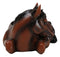 Rustic Western Brown Chestnut Horse Coaster Holder with Horseshoe Coasters Set