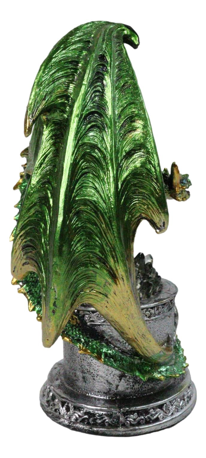 Ebros Green Dragon Treasure Tomb LED Color Changing Crystal Figurine 8.25"H
