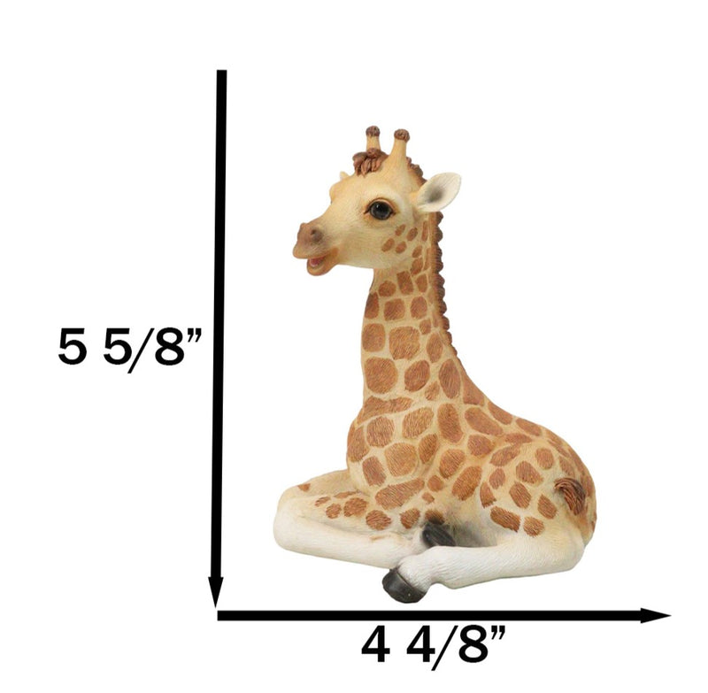 Wildlife Safari Savannah Masai Giraffe Calf Sitting in Repose Figurine 5.75"H