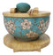 Blue Spring Blossoms Donburi Ramen Bowl With Lid Trivet Spoon Chopsticks Set