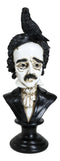 Gothic Day of The Dead Edgar Allan Poe Bust With Quoth The Raven Crow Figurine