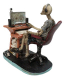 Funny Skeleton Computer Still A Gamer Figurine With Gaming Headset & Desktop PC