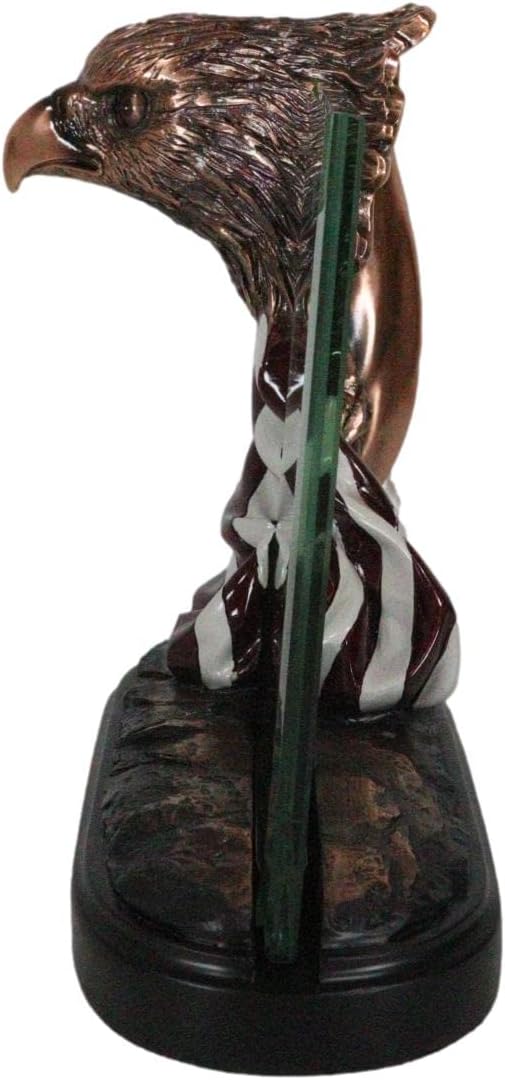 Patriotic Bald Eagle With American Flag Beveled Engravable Glass Frame 6"x4"