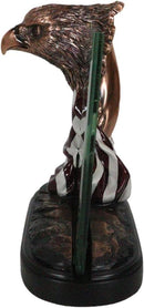 Patriotic Bald Eagle With American Flag Beveled Engravable Glass Frame 6"x4"