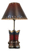 Rustic Western Patriotic Texas Flag Horseshoes Cowboy Spur Boots Table Lamp 19"H