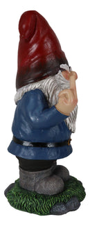 Feisty Rude Go Away! Gnome Dwarf Flipping The Bird Middle Finger Figurine 13"H