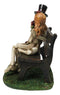 Skeleton Couple with Top Hat and Wig Sitting On Park Bench With Roses Figurine
