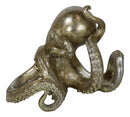 Nautical Sea Marine Octopus Bookends Pair Set Statue Antique Gold Finish