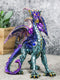 Standing Semi Metallic Purple Silver Space Galaxy Dragon With Gemstones Figurine