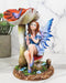 Enchanted Forest Toadstool Mushroom Lavender Fairy with Butterfly Figurine