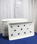 Pack Of 12 Ceramic White Neta Zara Sushi Case Plates With Drip Holes 9" By 5"