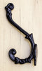 Set Of 3 Forged Cast Iron Black French Scroll Art Double Hooks Wall Coat Hangers