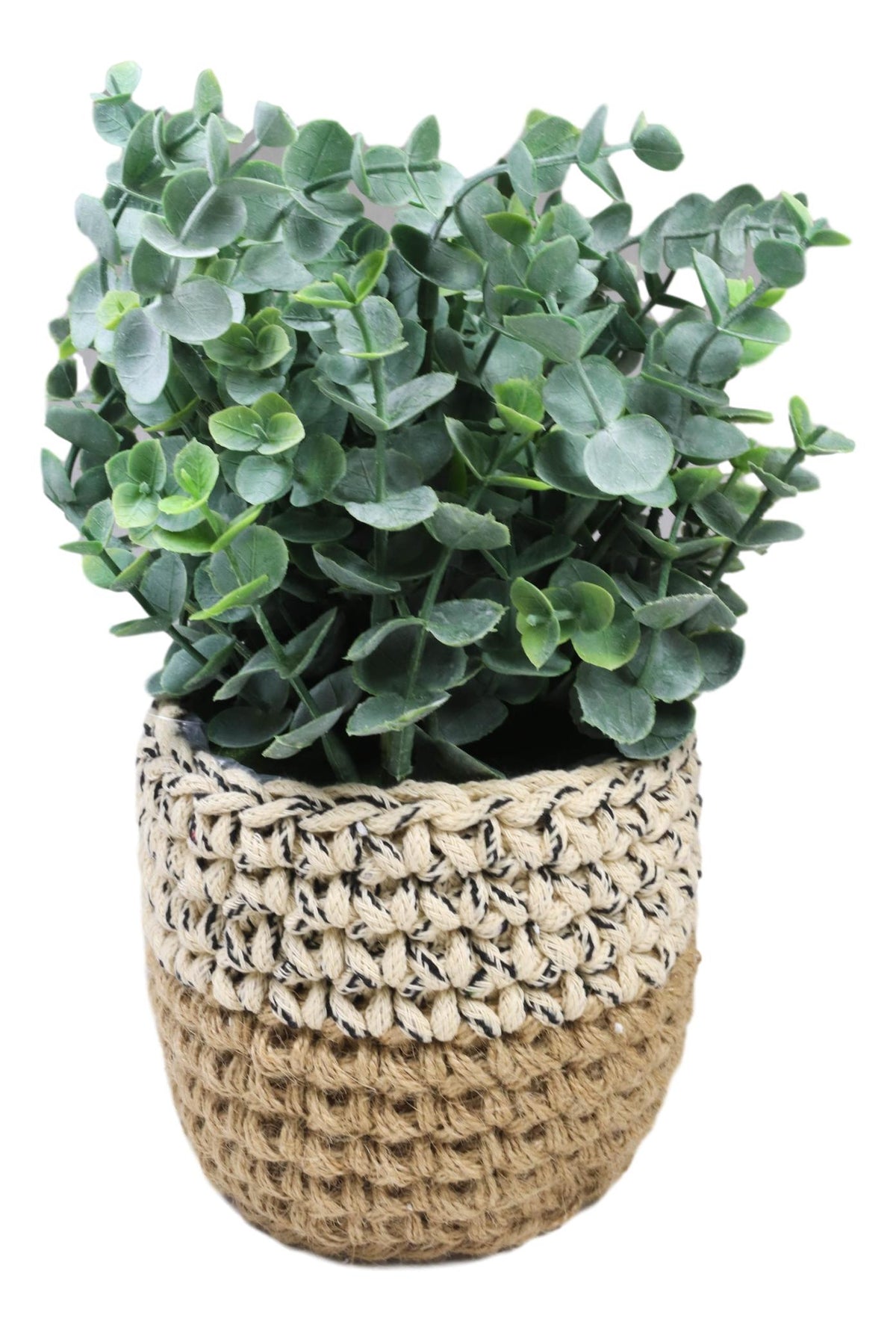 Set Of 3 Realistic Artificial Botanica Fern Eucalyptus Plant In Chic Woven Pots