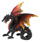 Gothic Guardian Black Spiked Fire Dragon Figurine With Ember Flame Wings