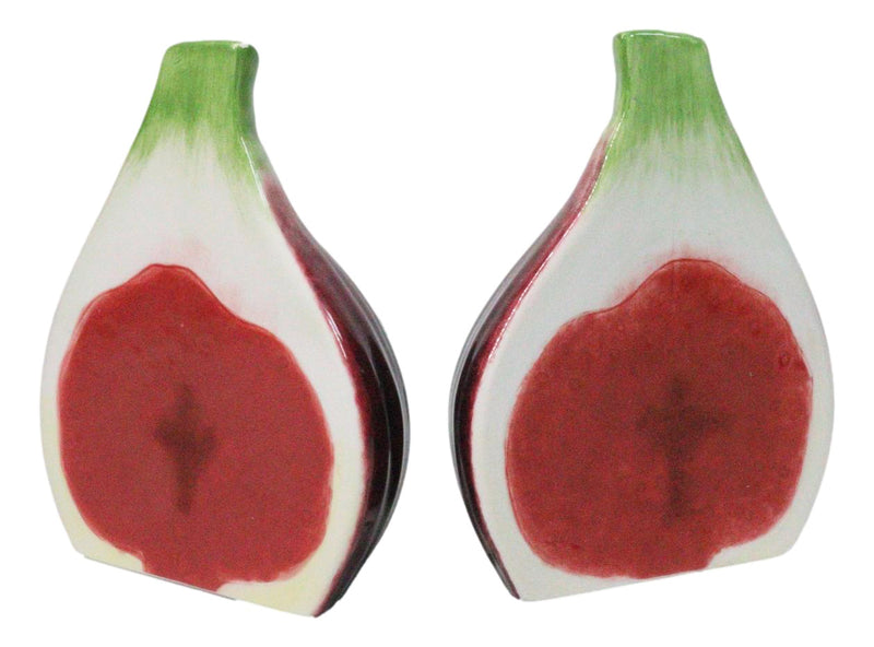 Realistic Ceramic Purple Fig Halves Salt And Pepper Shakers Figurine Set