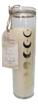 Pack of 2 Celestial Moon Phase Tube Candle Coconut Tall Candles In Glass Jar 8"H