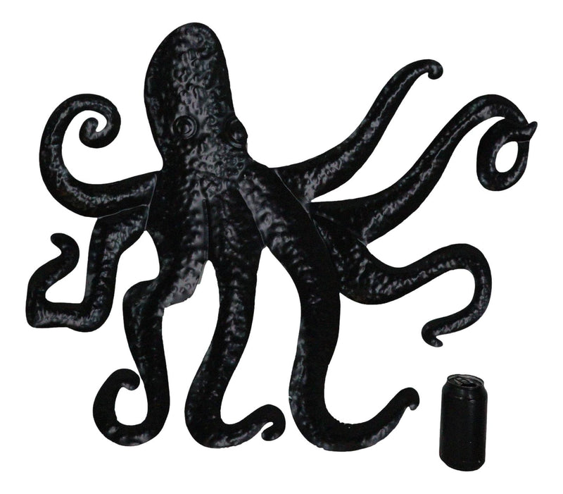 Silver Nautical Marine Deep Sea Octopus Tentacles Metal Wall Decor Plaque 31"L