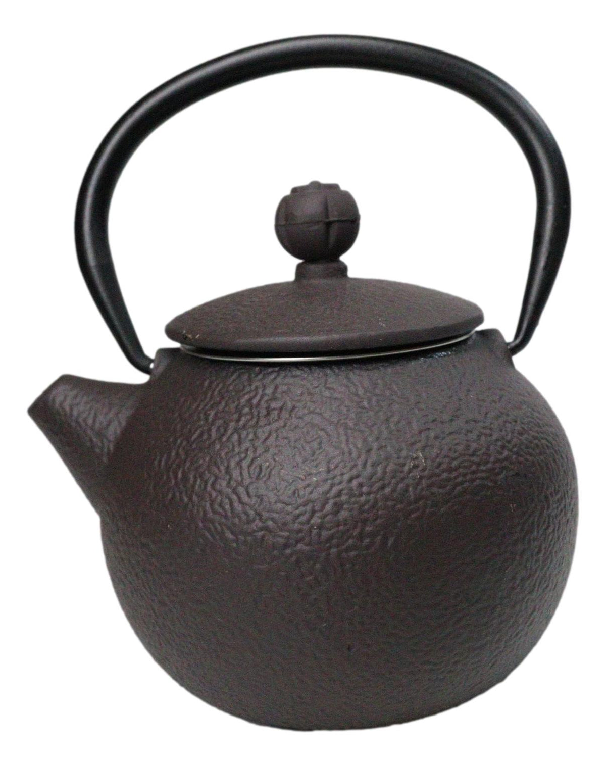 Round Dark Brown Textured Pattern Petite Cast Iron Teapot 10oz Tea Pot