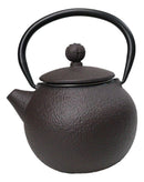 Round Dark Brown Textured Pattern Petite Cast Iron Teapot 10oz Tea Pot