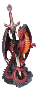 Red Lava Volcano Rock Widow Blade Dragon Figurine With Letter Opener Sword