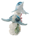 Ocean Dolphin Sea Turtle Clownfish Swimming By Coral Reef Sea Anemone Figurine