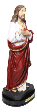 Catholic Sacred Heart of Jesus Christ in Scarlet Red Robe Statue With Base 12"H