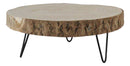 Unfinished Natural Wood Bark Round Slice With Metal Legs Pedestal Stand 11"D