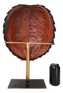 Large Nautical Marine Jagged Shell Faux Sea Turtle Sculpture With Pole Stand