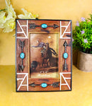 Southwest Boho Native Indian Turquoise Arrows Faux Wooden 4"X6" Picture Frame
