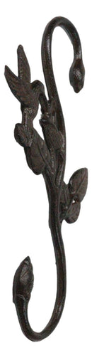 Pack of 2 Cast Iron Whimsical Hummingbird By Vine Planter Holder Wall Hook 11"H