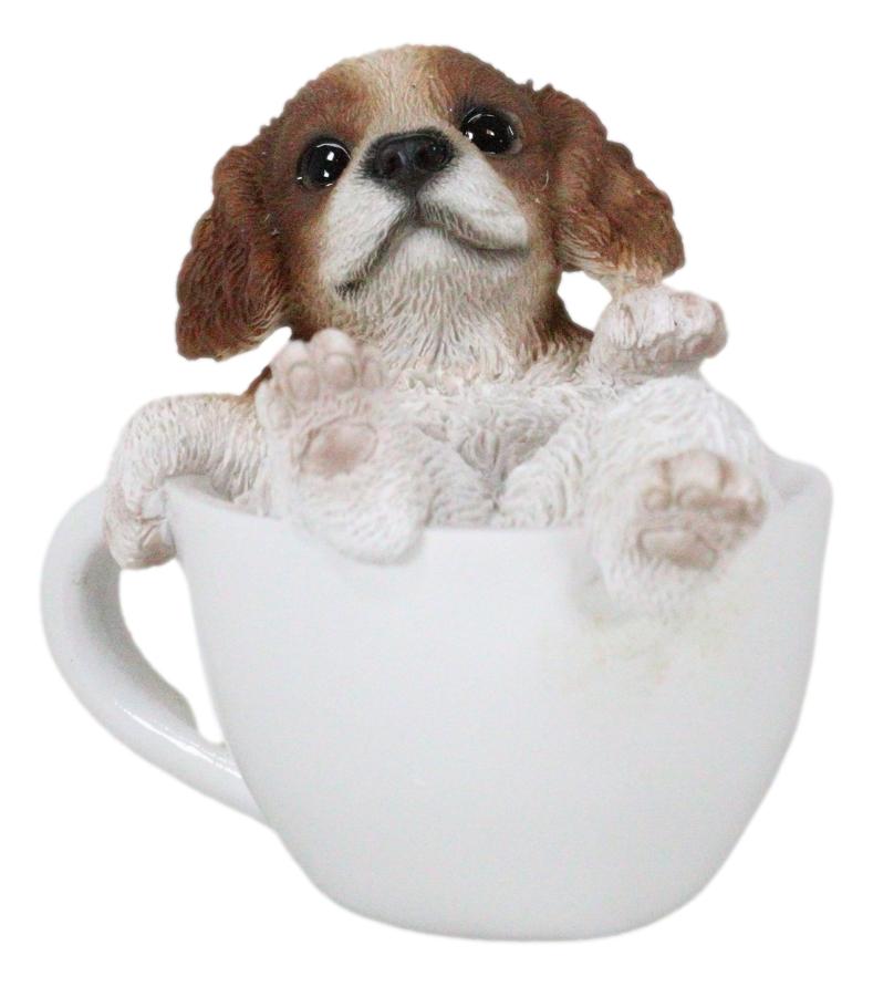 Ebros Mini Adorable Cavalier King Charles Spaniel Dog Teacup Statue Pet Pal 2.5"H
