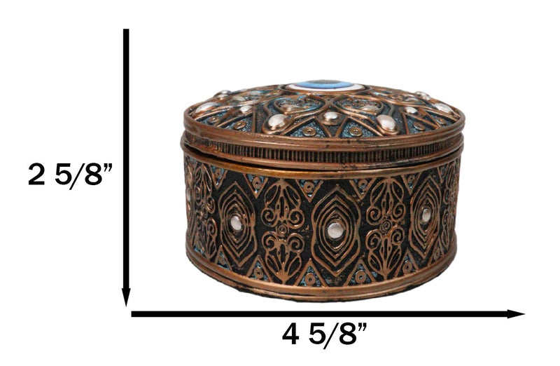 Auspicious Evil Eye Of Providence With Sacred Symbols Round Decorative Box
