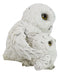 Whimsical 2 White Snowy Mother Owl And Owlet Nesting Figurine Owls Family